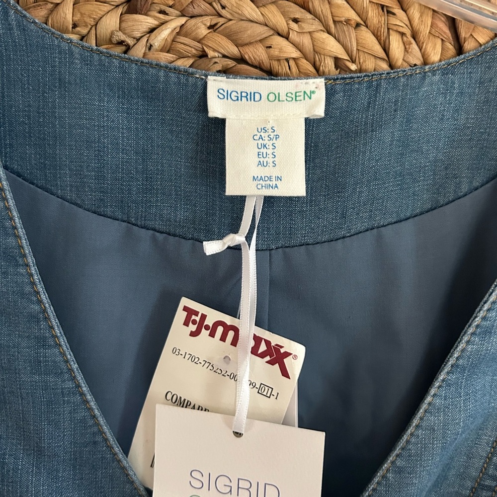 Cute Western Denim Button Front Vest - Blue - Picture 3 of 4